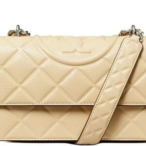 Tory Burch Beige Quilted Shoulder Brand New